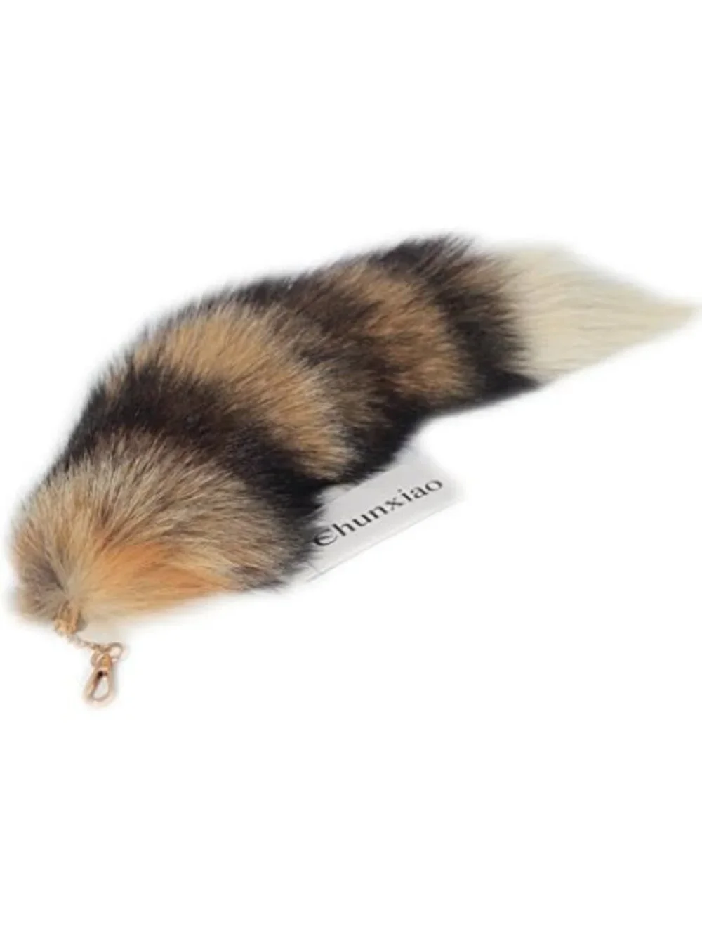 Faux Fur Tail Keychain - Chic Fashion Accessory with Gold Clasp for Bags & Keys